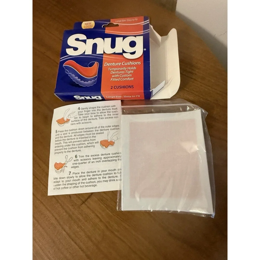 1 Box Snug Denture Cushions Large Size 2 Cushions New Old Stock Discontinued HTF